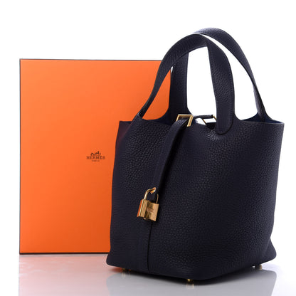 Hermes Taurillon Clemence Picotin Lock 18 PM Bleu Nuit 8 of 8