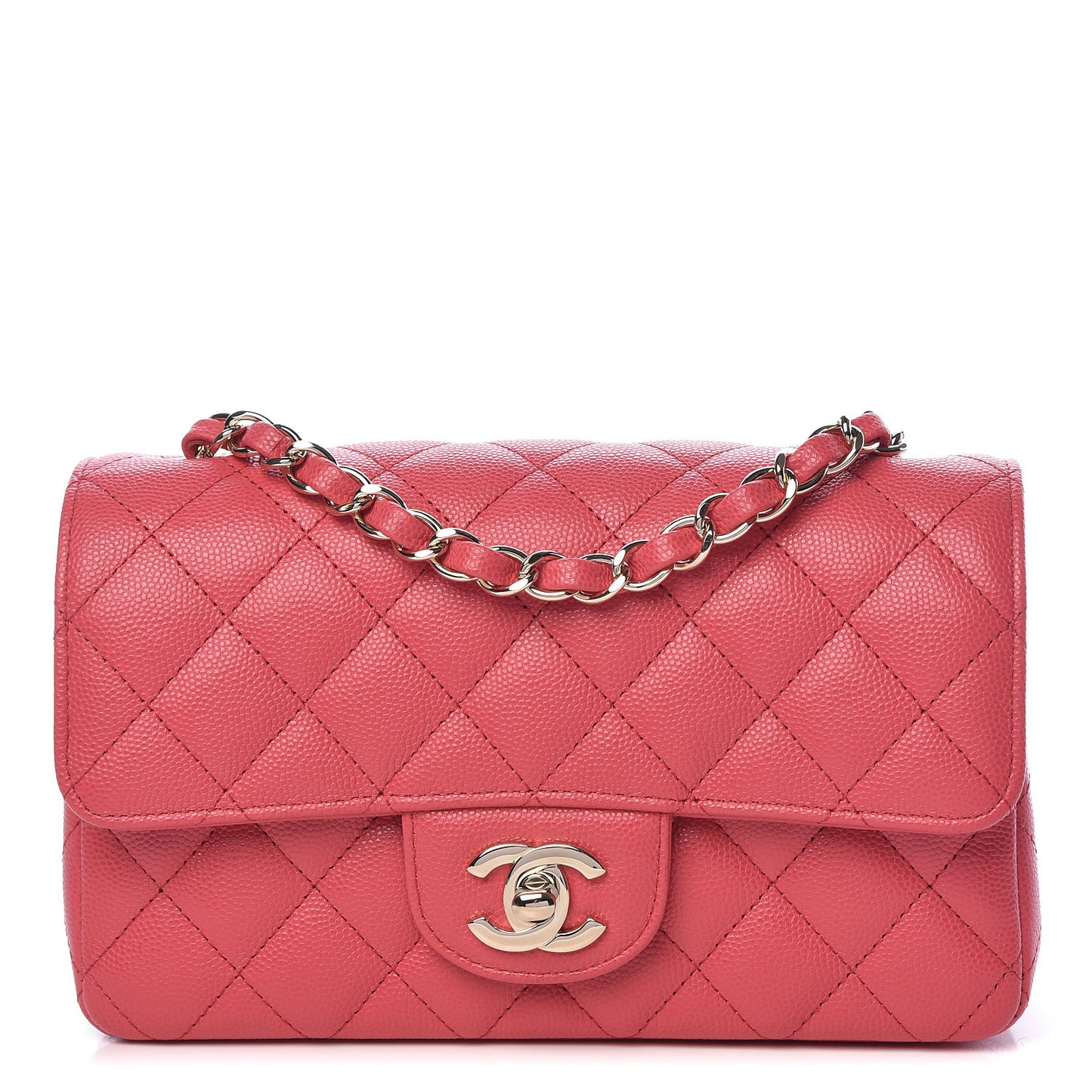 Caviar Quilted Mini Rectangular Flap Dark Pink