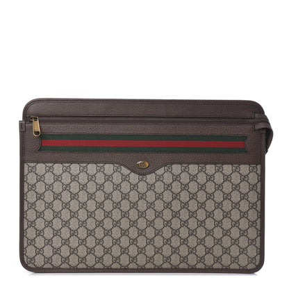 Gucci GG Supreme Monogram Textured Calfskin Web Ophidia Documents Holder Beige Ebony New Acero 1 of 10