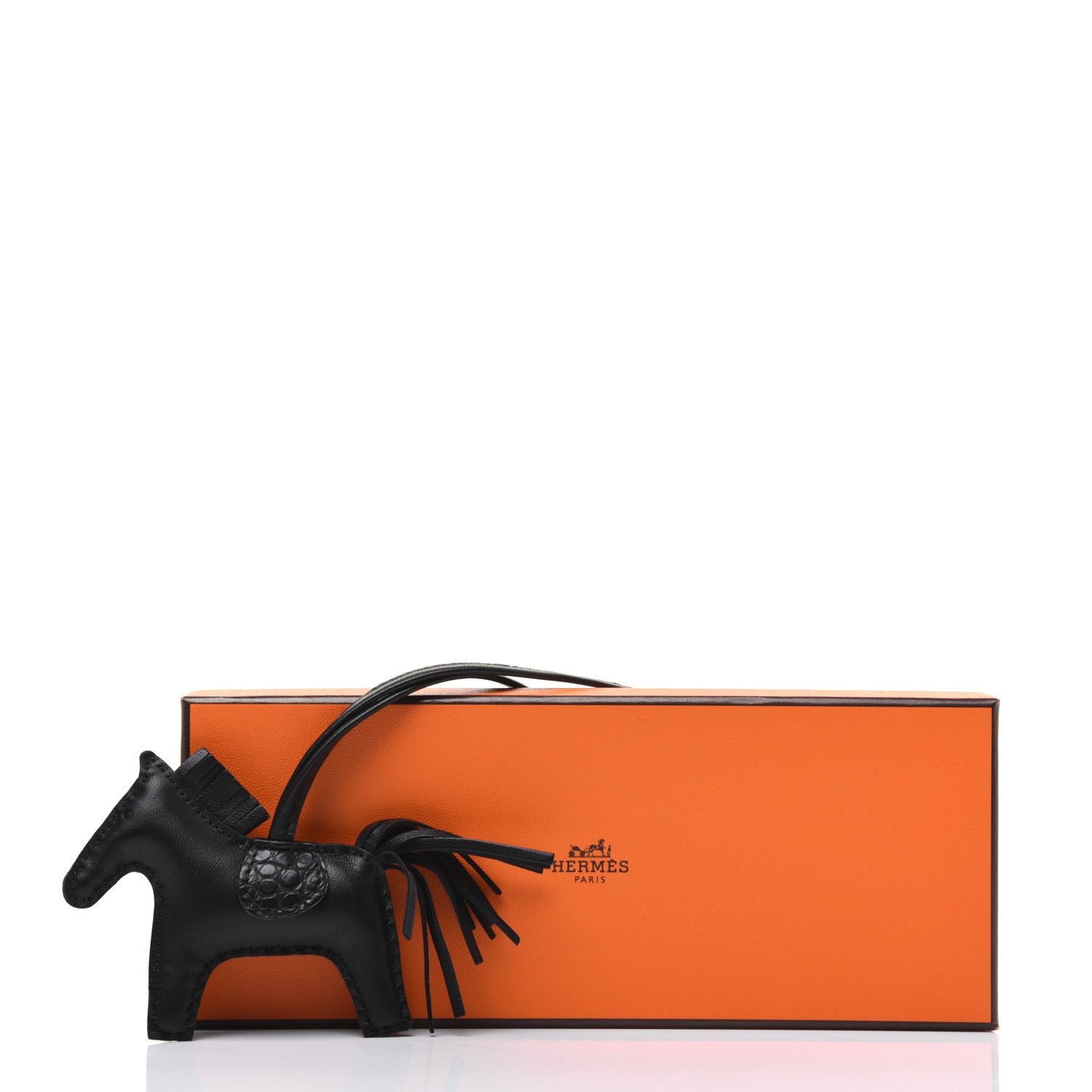 Hermes Milo Lambskin Matte Alligator Touch Grigri Rodeo Horse Bag Charm PM So Black 5 of 5