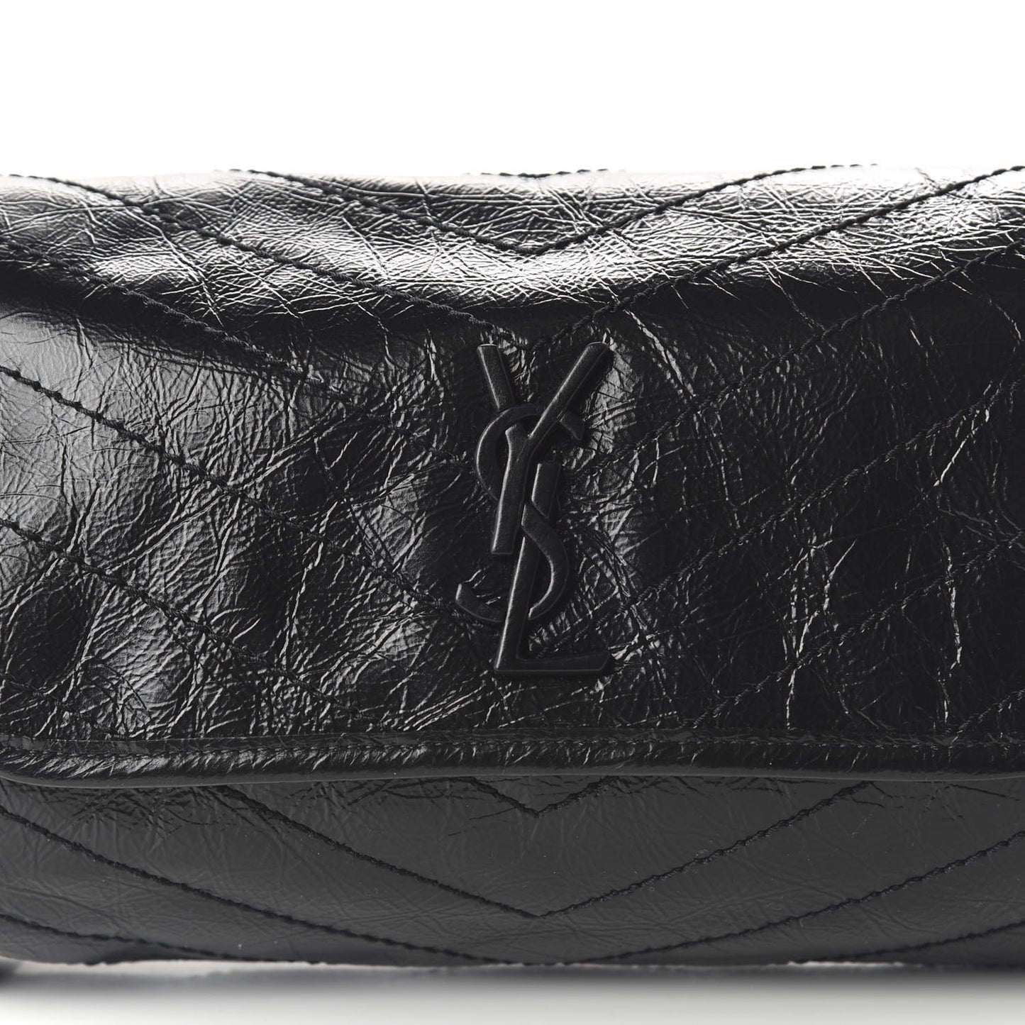 Crinkled Calfskin Matelasse Monogram Niki Body Bag Black
