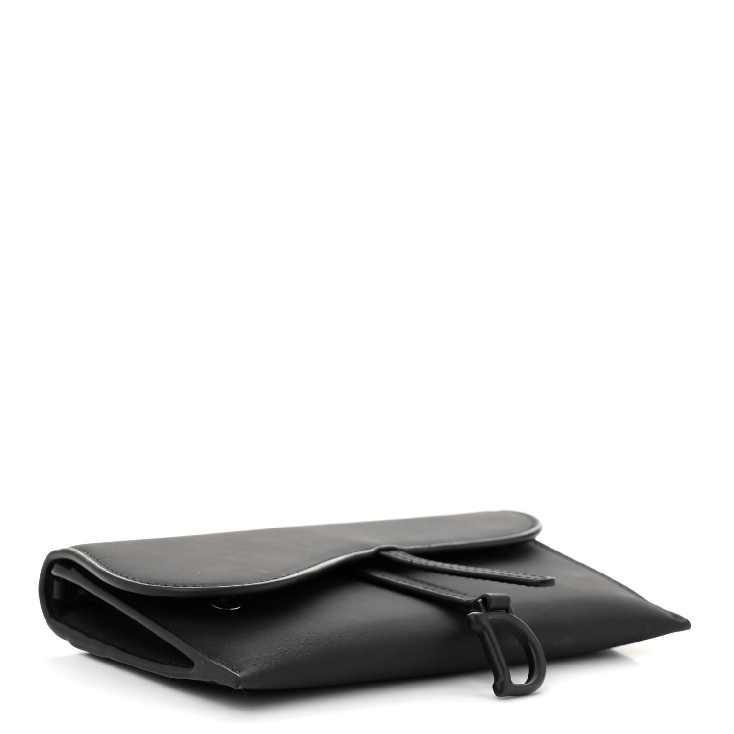 Christian Dior Ultra Matte Calfskin Saddle Chain Wallet Pouch Black 5 of 11