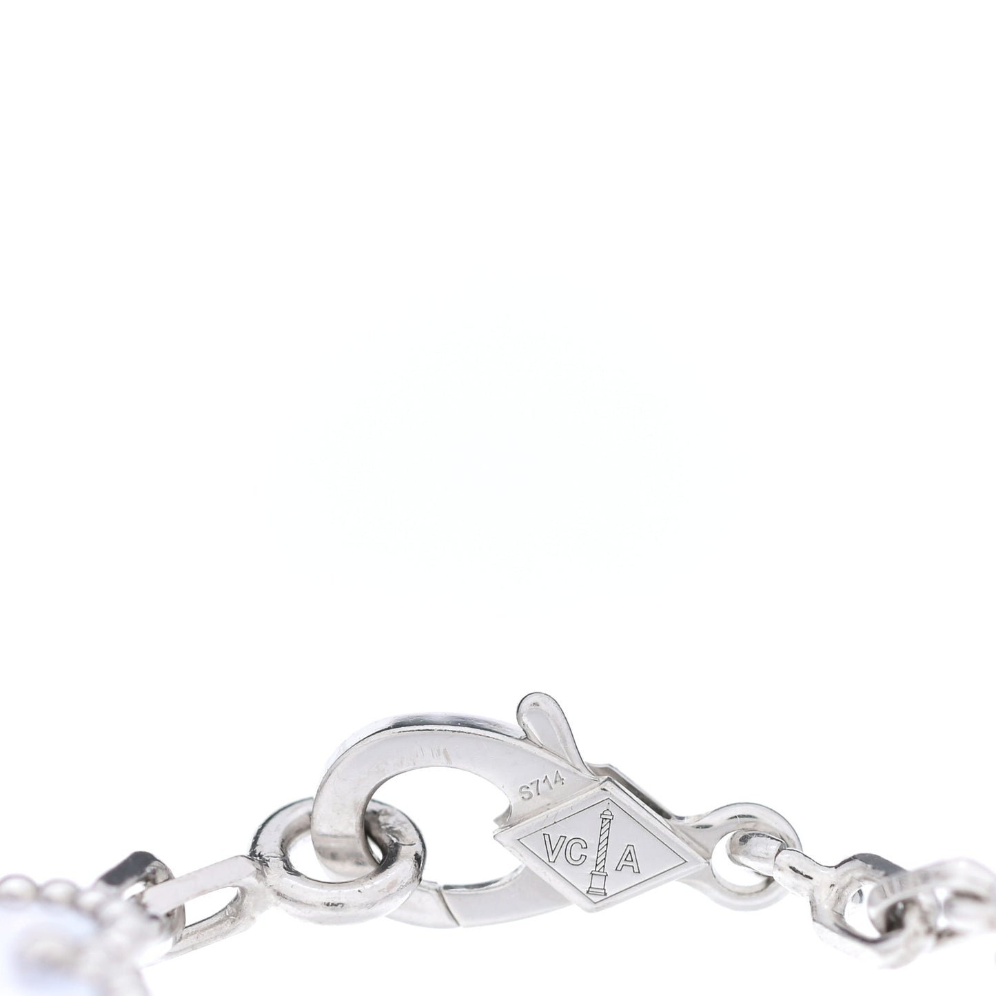 18K White Gold Chalcedony 5 Motifs Vintage Alhambra Bracelet
