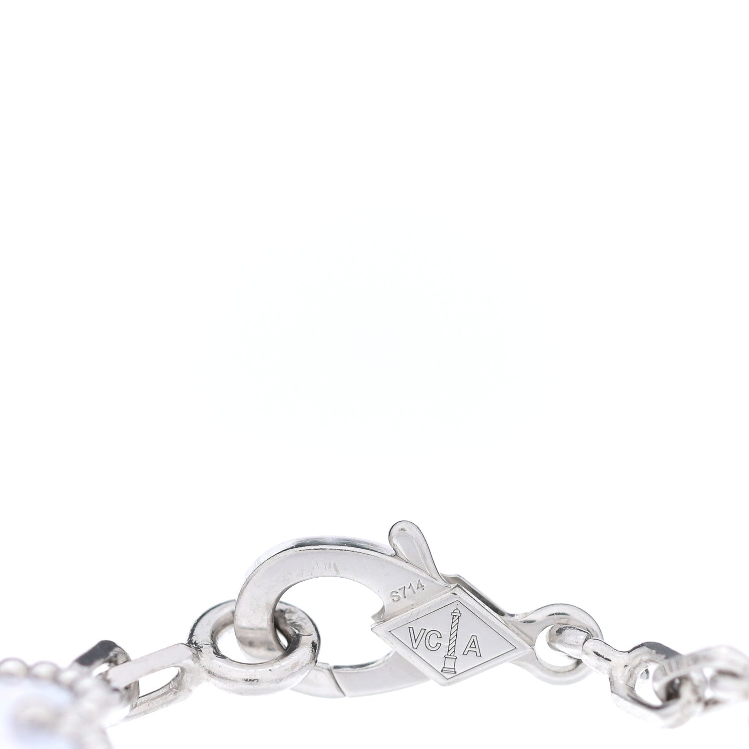 Van Cleef & Arpels 18K White Gold Chalcedony 5 Motifs Vintage Alhambra Bracelet 4 of 6