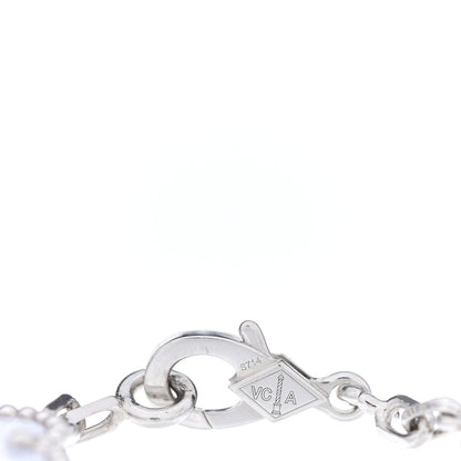 Van Cleef & Arpels 18K White Gold Chalcedony 5 Motifs Vintage Alhambra Bracelet 4 of 6
