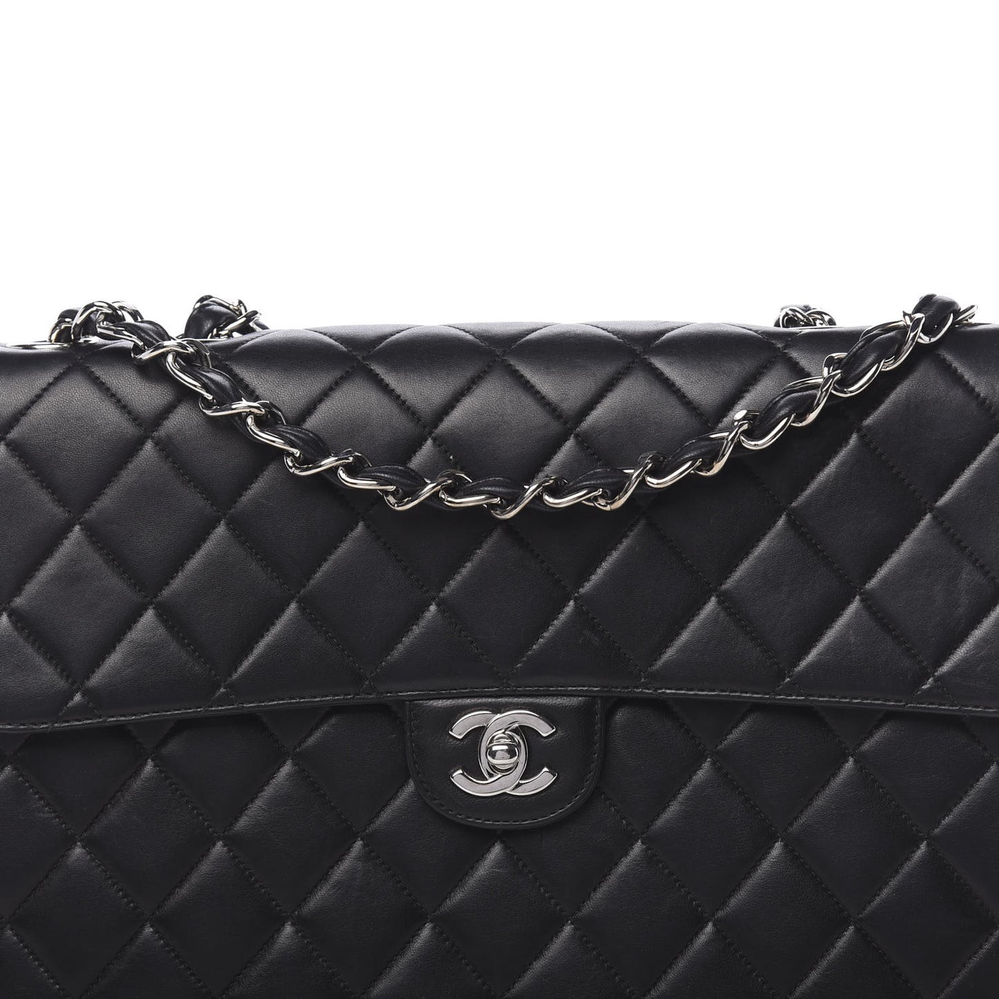 Lambskin Quilted Jumbo Single Flap Black