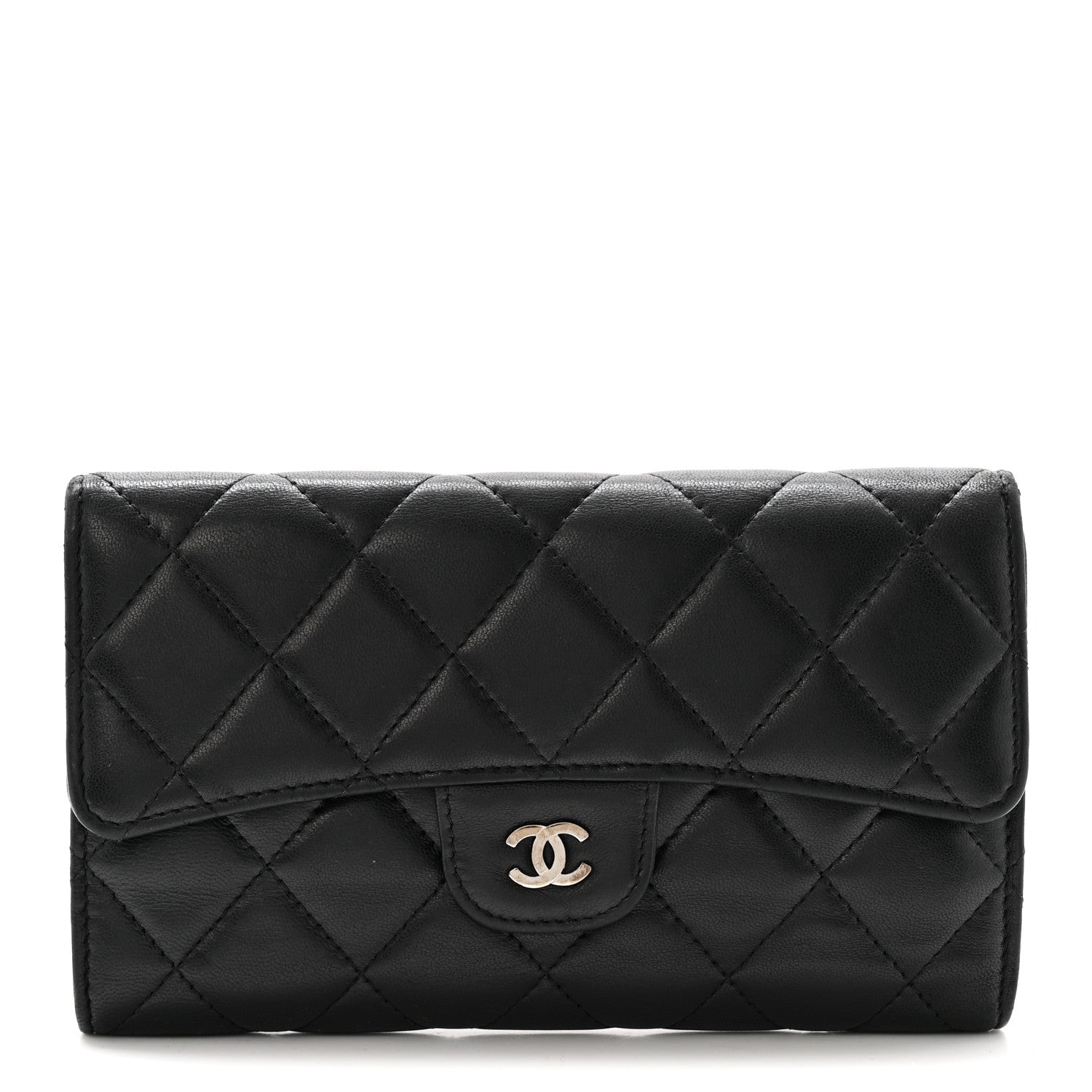 Chanel Lambskin Quilted Large Flap Wallet Black 1 of 13