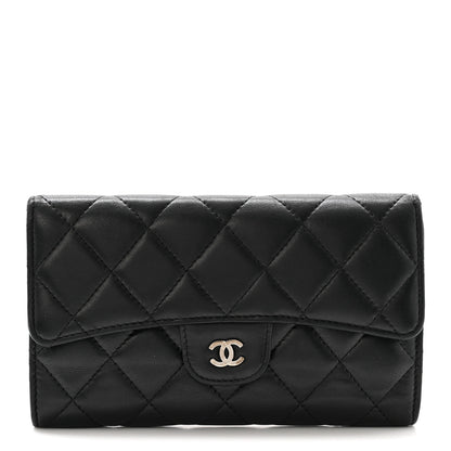 Chanel Lambskin Quilted Large Flap Wallet Black 1 of 13