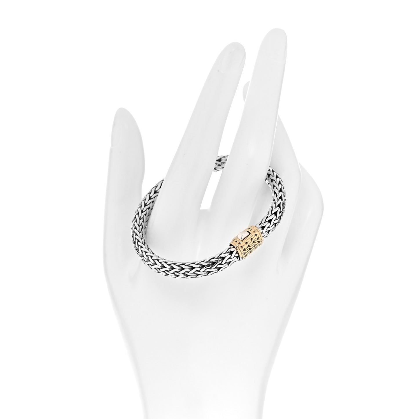 Sterling Silver 18K Yellow Gold 7.5mm Classic Chain Bracelet