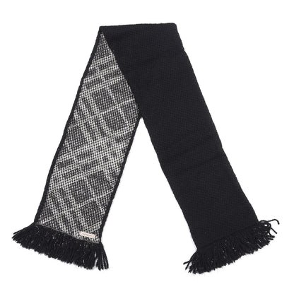 Burberry Metallic Check Knit Fringe Scarf Black 2 of 5