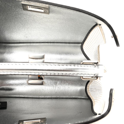 Fendi Crystal Vitello Laminato FF Petite Peekaboo I SEE U Satchel Crystal Argento 5 of 11