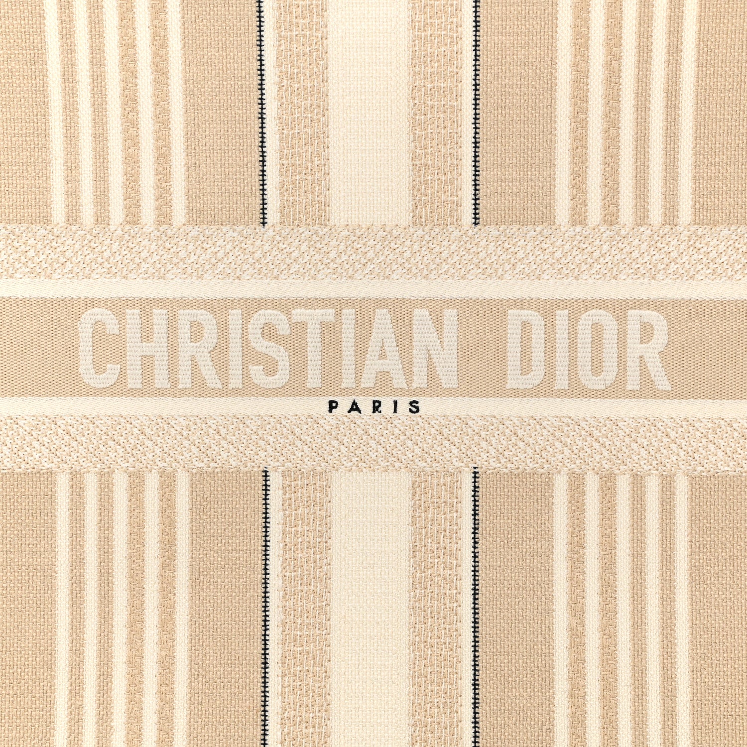 Christian Dior Canvas Embroidered Large Stripes Book Tote Beige 8 of 10