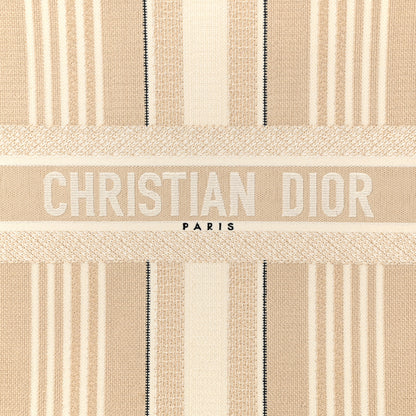 Christian Dior Canvas Embroidered Large Stripes Book Tote Beige 8 of 10