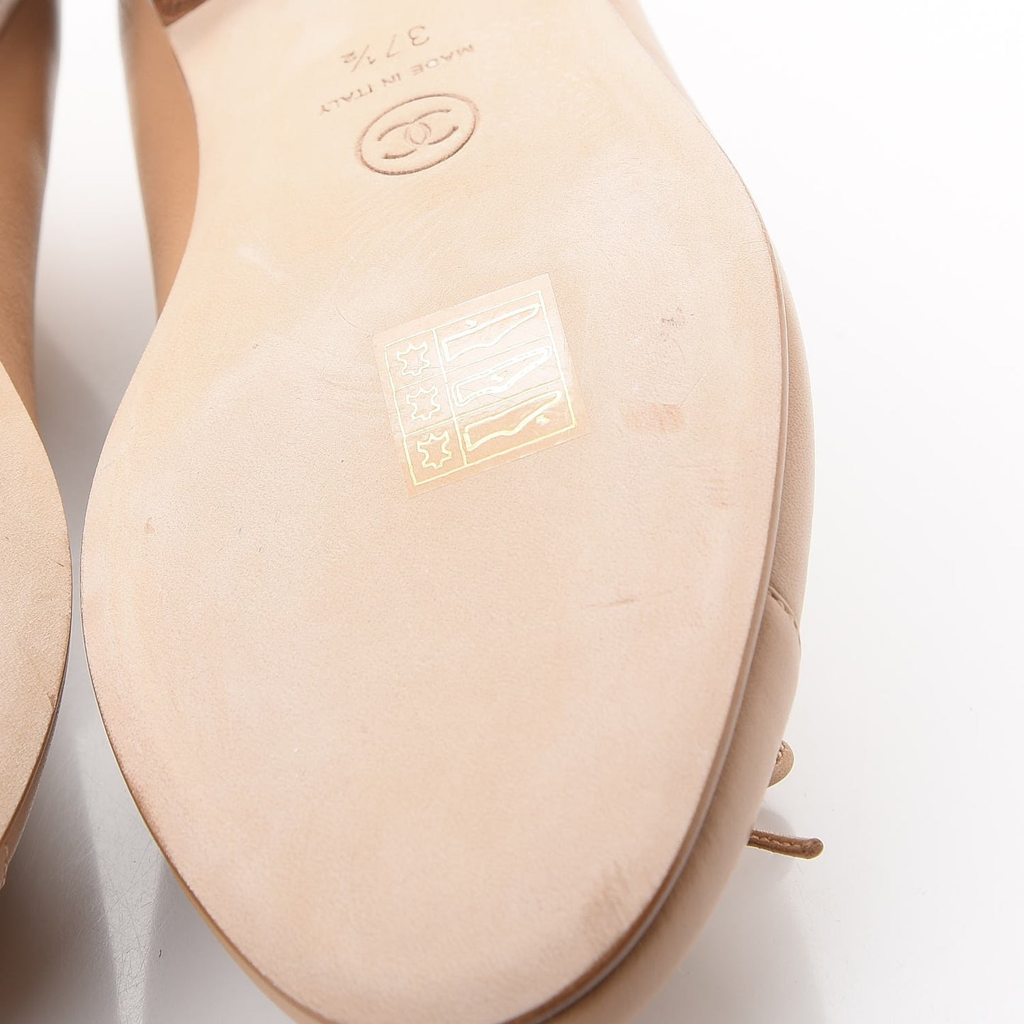 Lambskin Cap Toe CC Ballerina Flats 37.5 Dark Beige