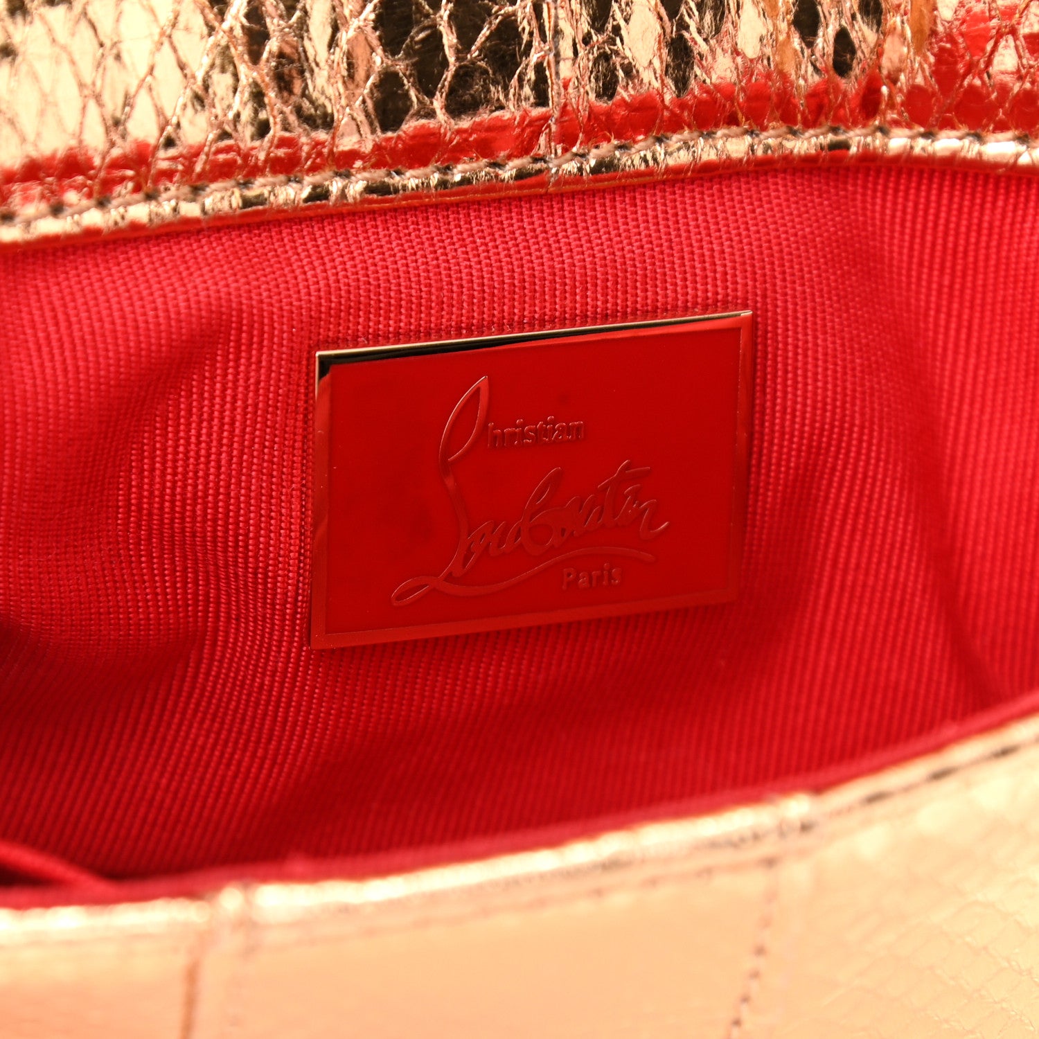 Christian Louboutin Metallic Waternsnake Crystal Mini Sweety Charity Crossbody Bag Gold 5 of 8