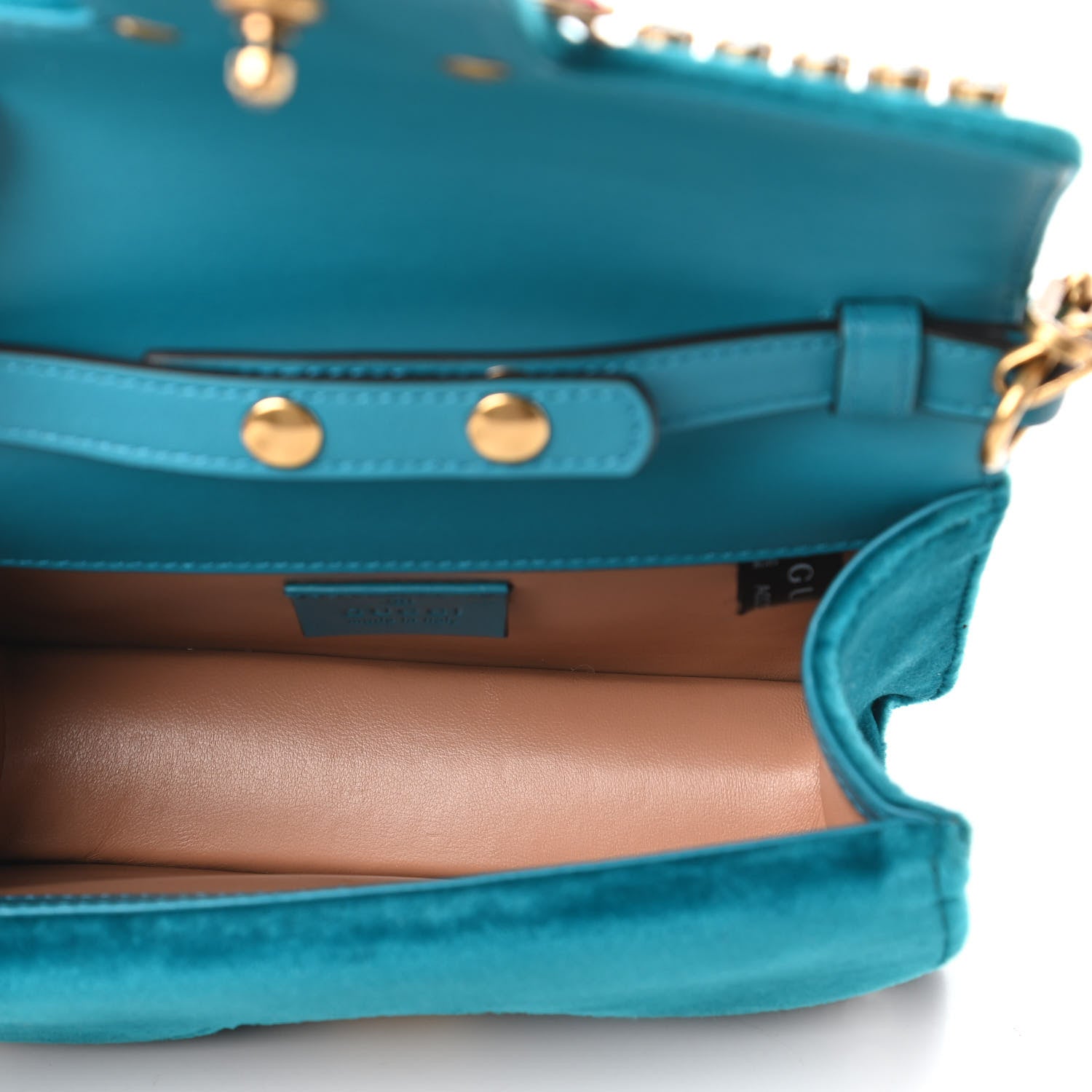Gucci Velvet Crystal Mini Bee Broadway Shoulder Bag Pavone Cyan 5 of 10