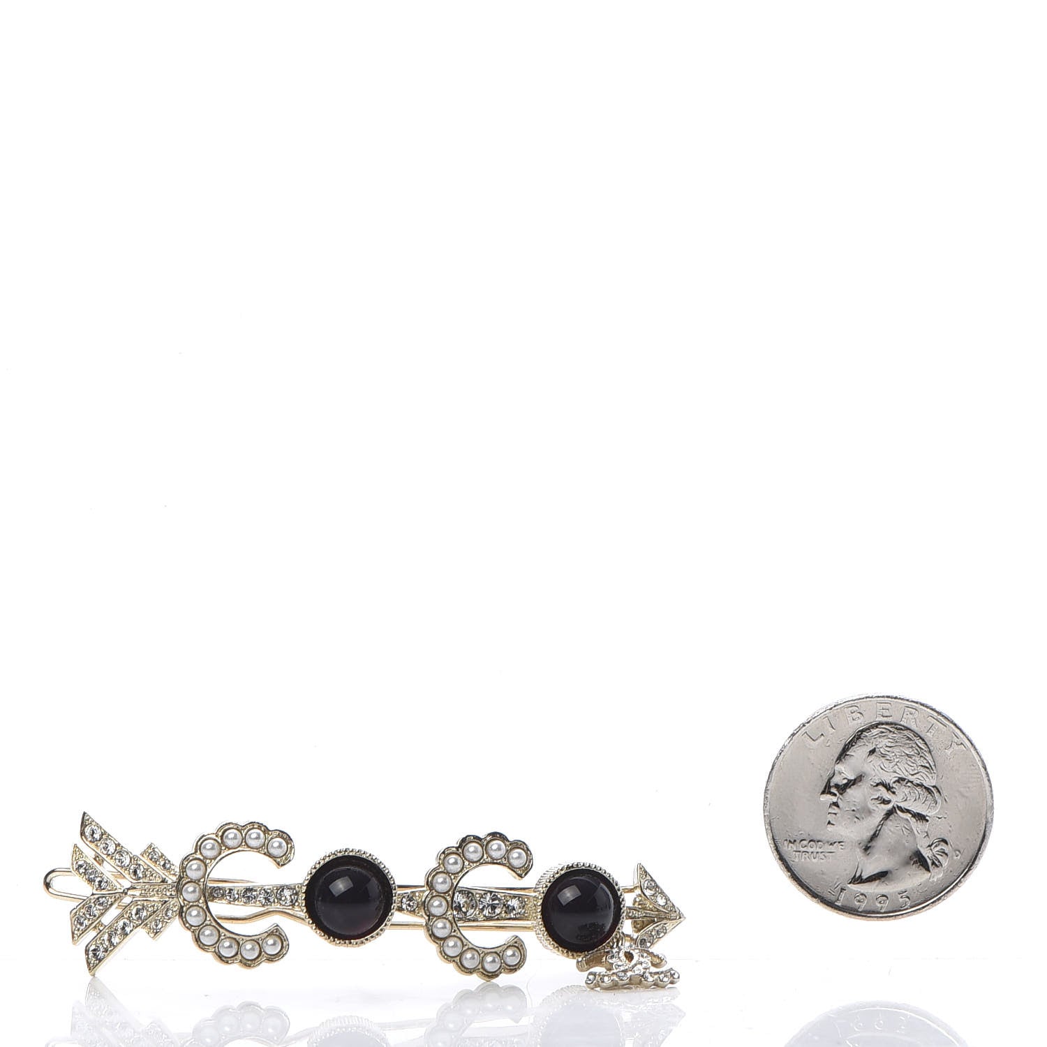 Chanel Pearl Crystal Queen of France Brooch Barrette Gold 2 of 4
