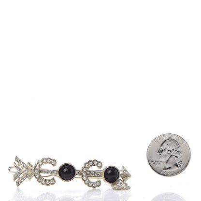 Chanel Pearl Crystal Queen of France Brooch Barrette Gold 2 of 4