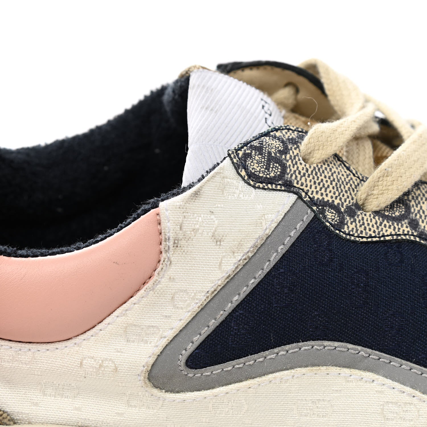 Gucci GG Supreme Monogram Mix Monogram Womens Rhyton Sneakers 39.5 London Blue Beige Pale Pink 11 of 12