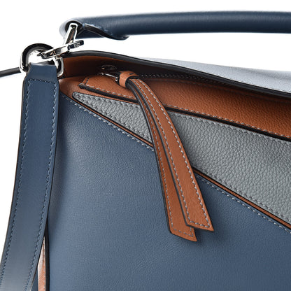 Loewe Calfskin Small Puzzle Bag Stone Blue Indigo Tan 7 of 9
