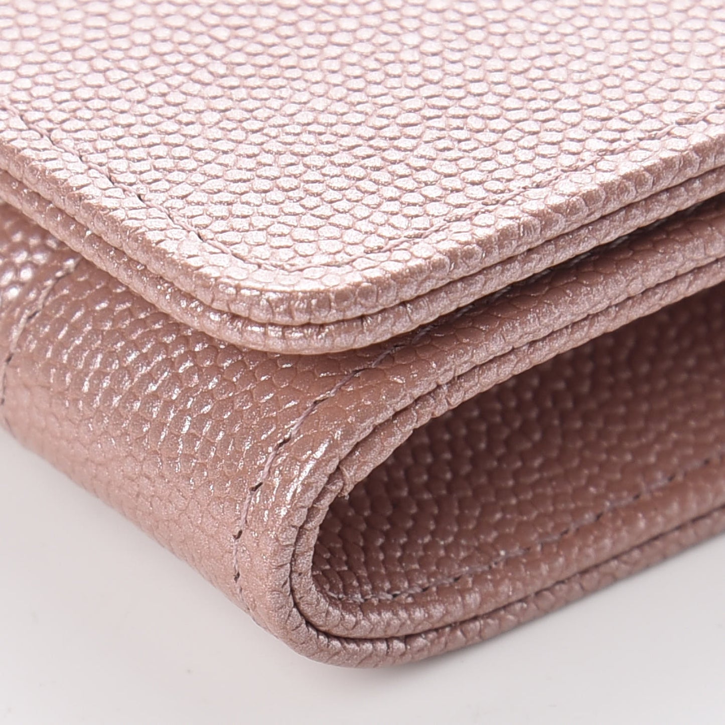 Metallic Caviar Chevron Quilted Vintage Mademoiselle Card Holder Pink