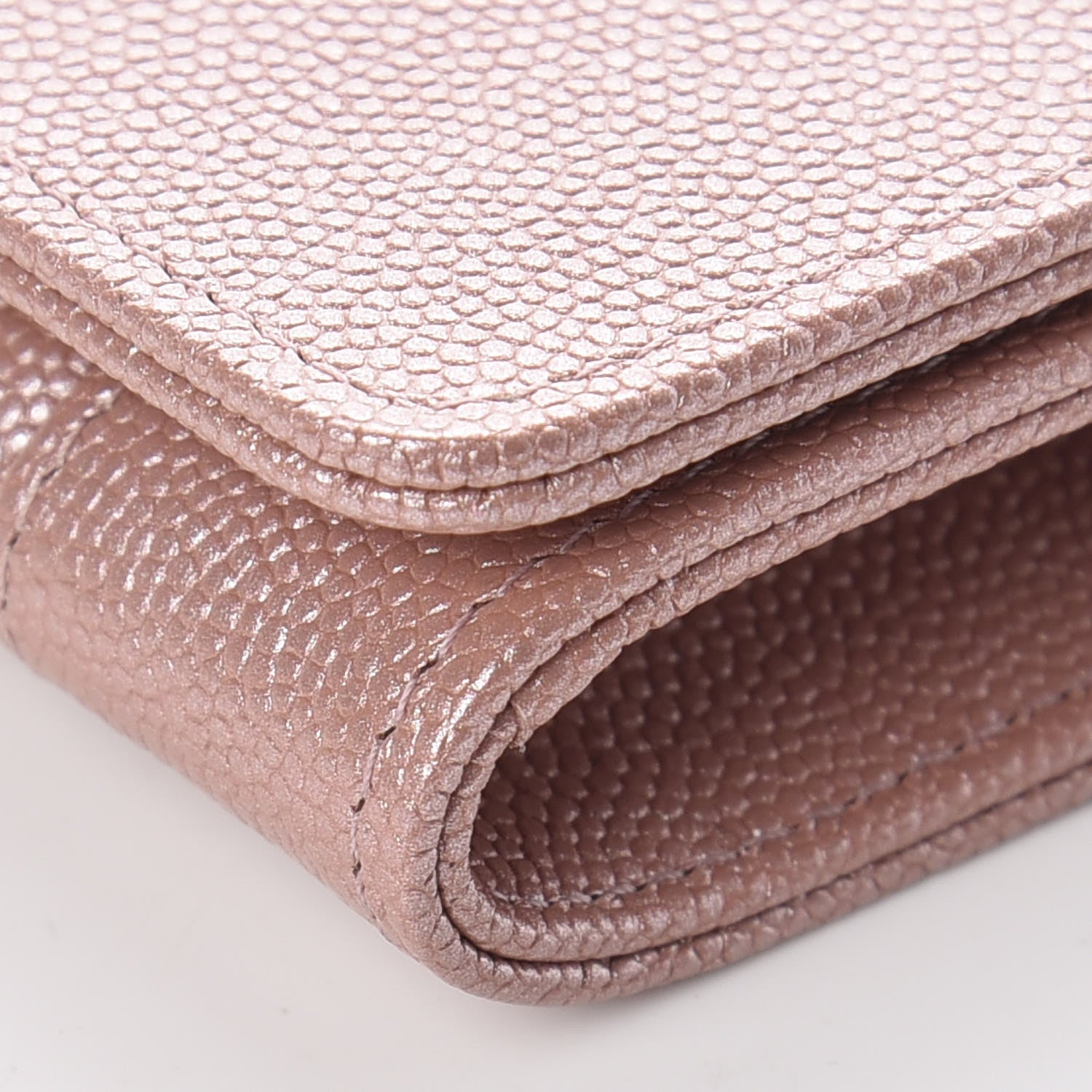 Chanel Metallic Caviar Chevron Quilted Vintage Mademoiselle Card Holder Pink 6 of 11