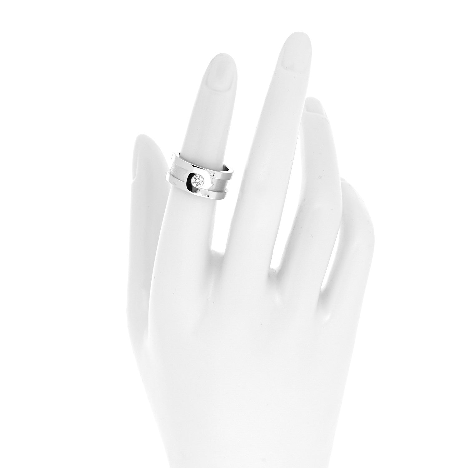 Cartier 18K White Gold Diamond C De Cartier Ring 51 5.75 2 of 6
