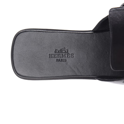 Hermes Goatskin Auteuil Sandals 38.5 Black 7 of 10