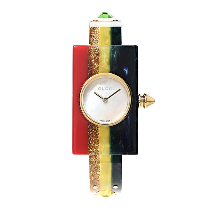 Gucci Stainless Steel Plexiglass Mother of Pearl 24mm Rainbow Quartz Watch 1 of 6