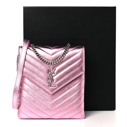 Saint Laurent Metallic Lambskin Matelasse Monogram Double Flap Bag Azalea 9 of 9