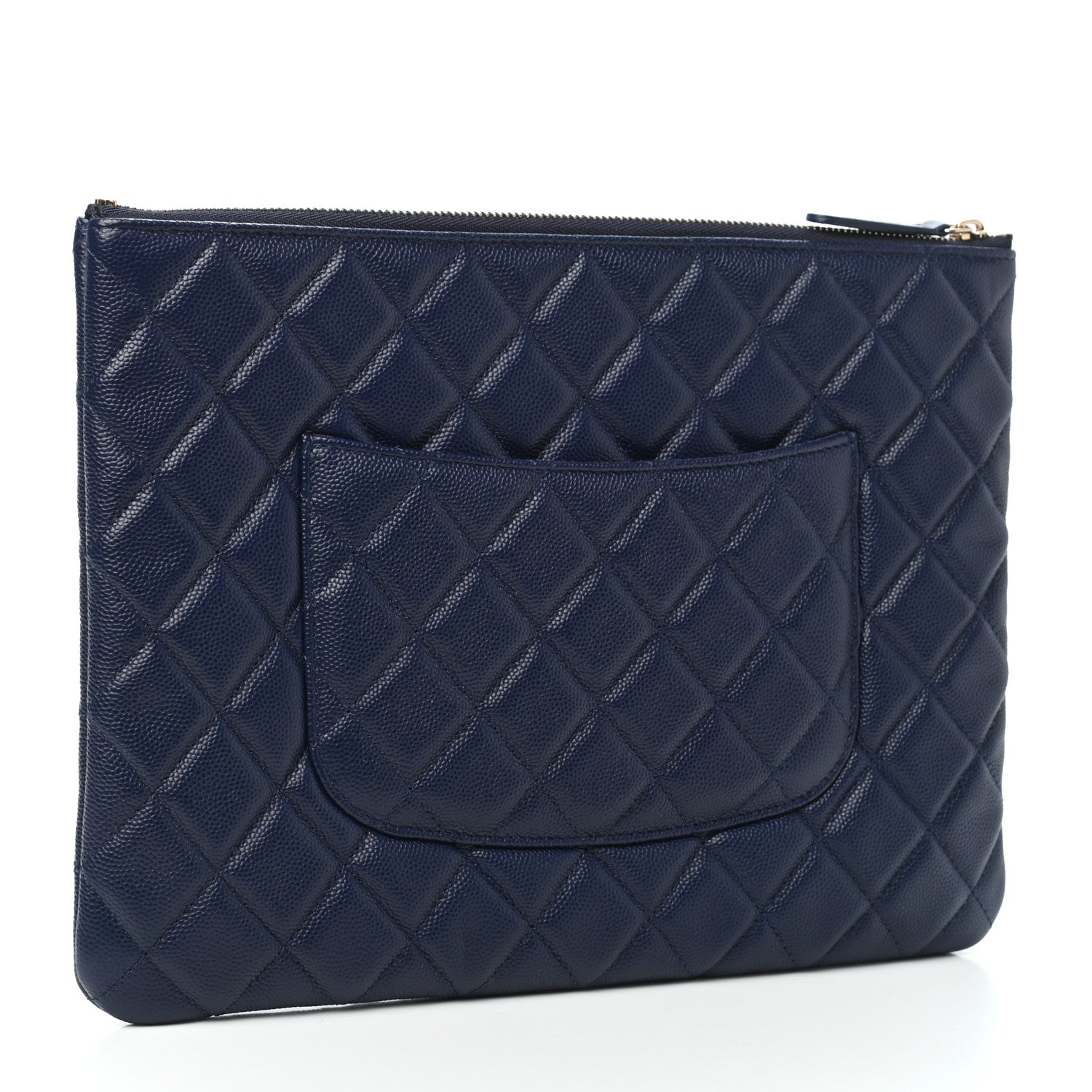 Chanel Caviar Quilted Medium Cosmetic Case Blue 3 of 7