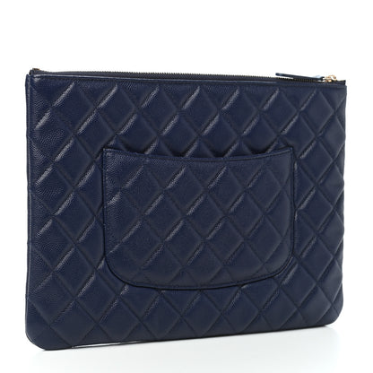 Chanel Caviar Quilted Medium Cosmetic Case Blue 3 of 7