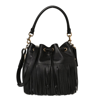 Saint Laurent Calfskin Small Emmanuelle Fringe Bucket Bag Black 1 of 10