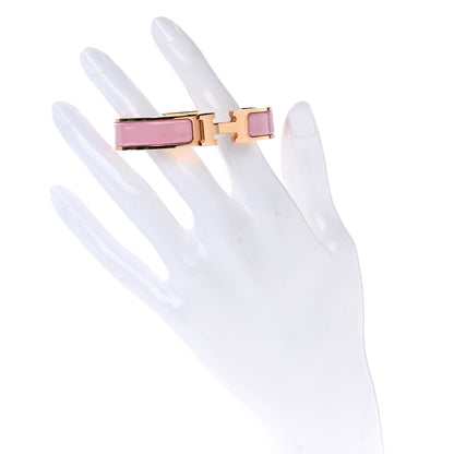 Hermes Enamel Narrow Clic Clac H Bracelet PM Rose Delirium 2 of 5