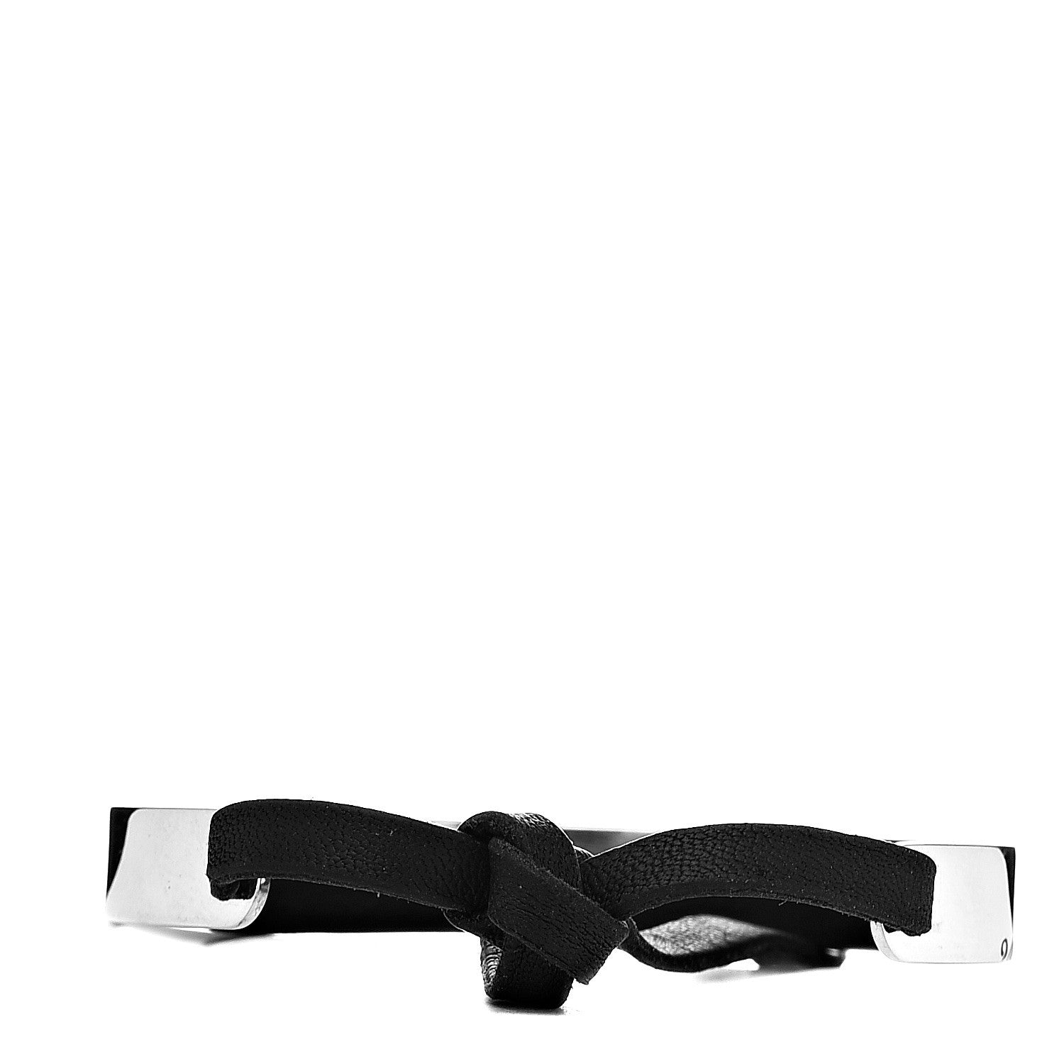 Hermes Sterling Silver Calfskin Cartouche Bracelet SH 3 of 5