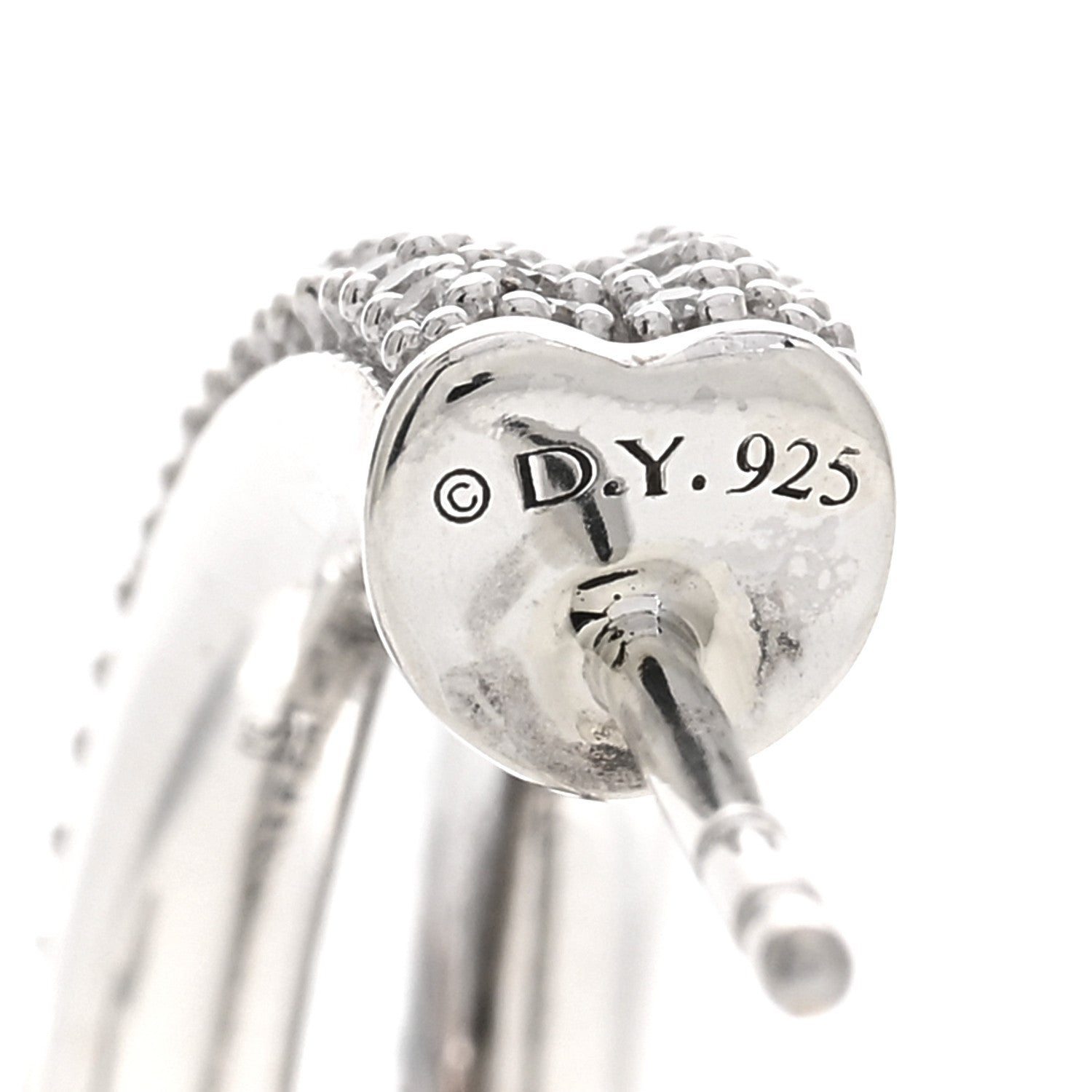 David Yurman Sterling Silver Diamond Single Loop Labyrinth Hoop Earrings 4 of 4