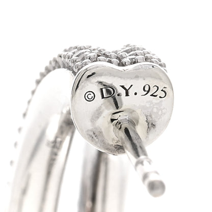 David Yurman Sterling Silver Diamond Single Loop Labyrinth Hoop Earrings 4 of 4