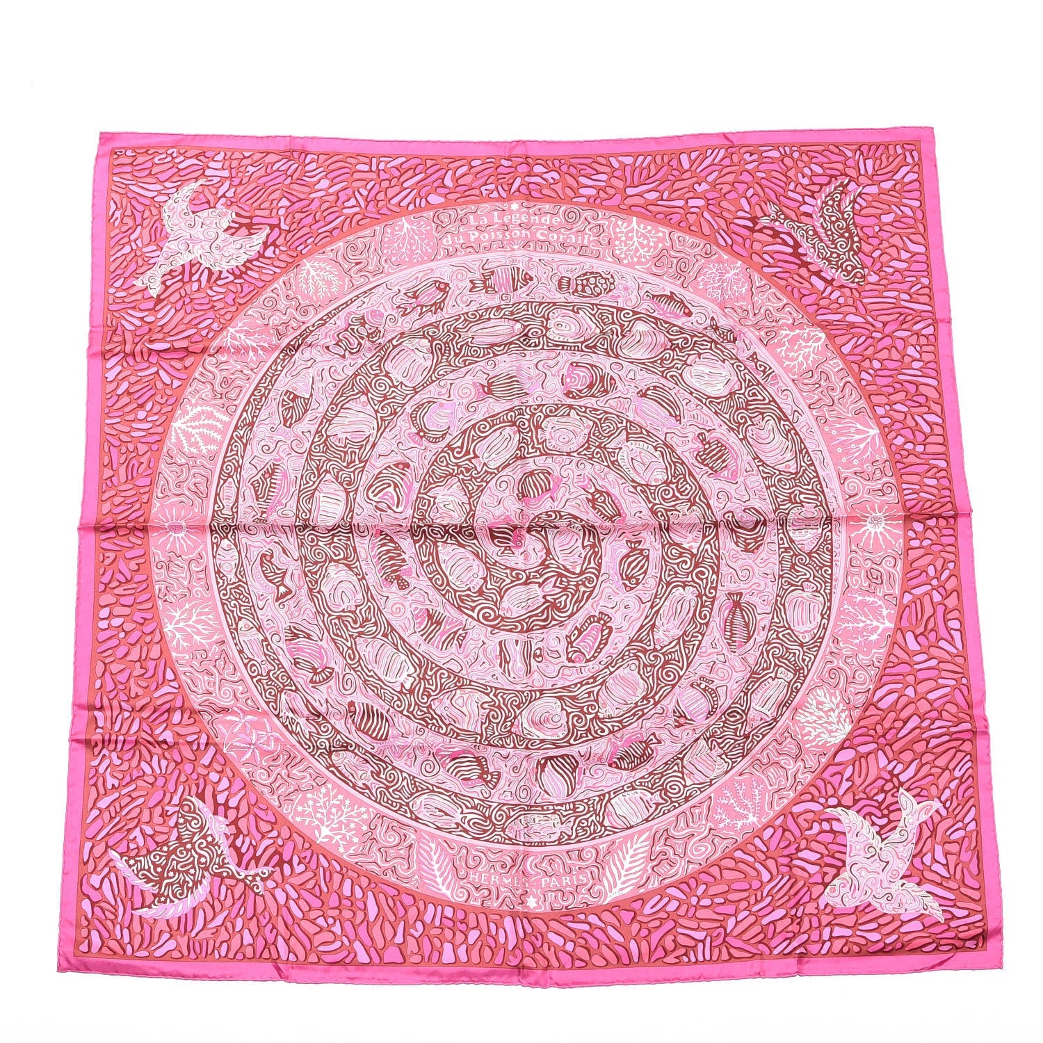 Hermes Silk La Legende Du Poisson Corail Scarf 90 1 of 4
