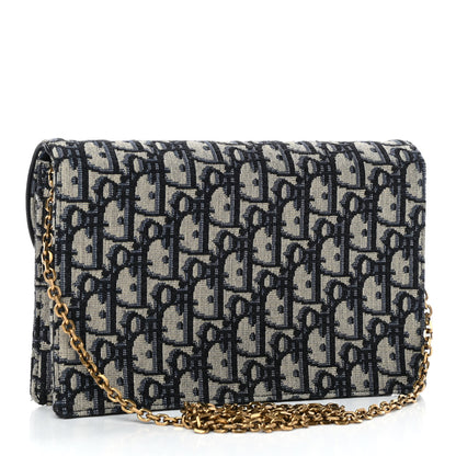 Christian Dior Oblique Saddle Chain Pouch Blue 2 of 4
