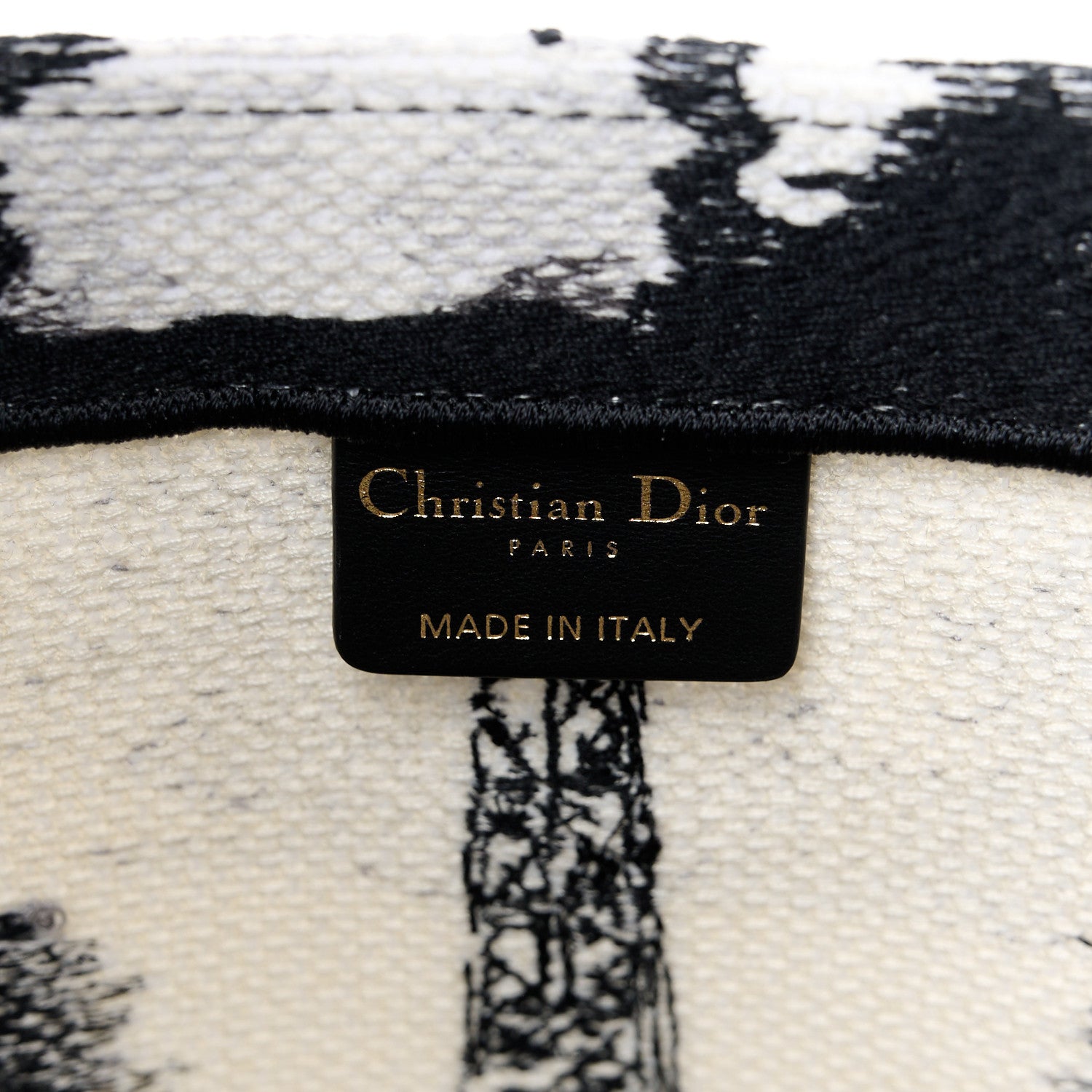 Christian Dior Canvas Embroidered Medium Paris Book Tote White Black 6 of 10