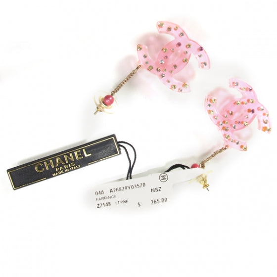 Translucent Resin Crystal CC Earrings Pink Multicolor