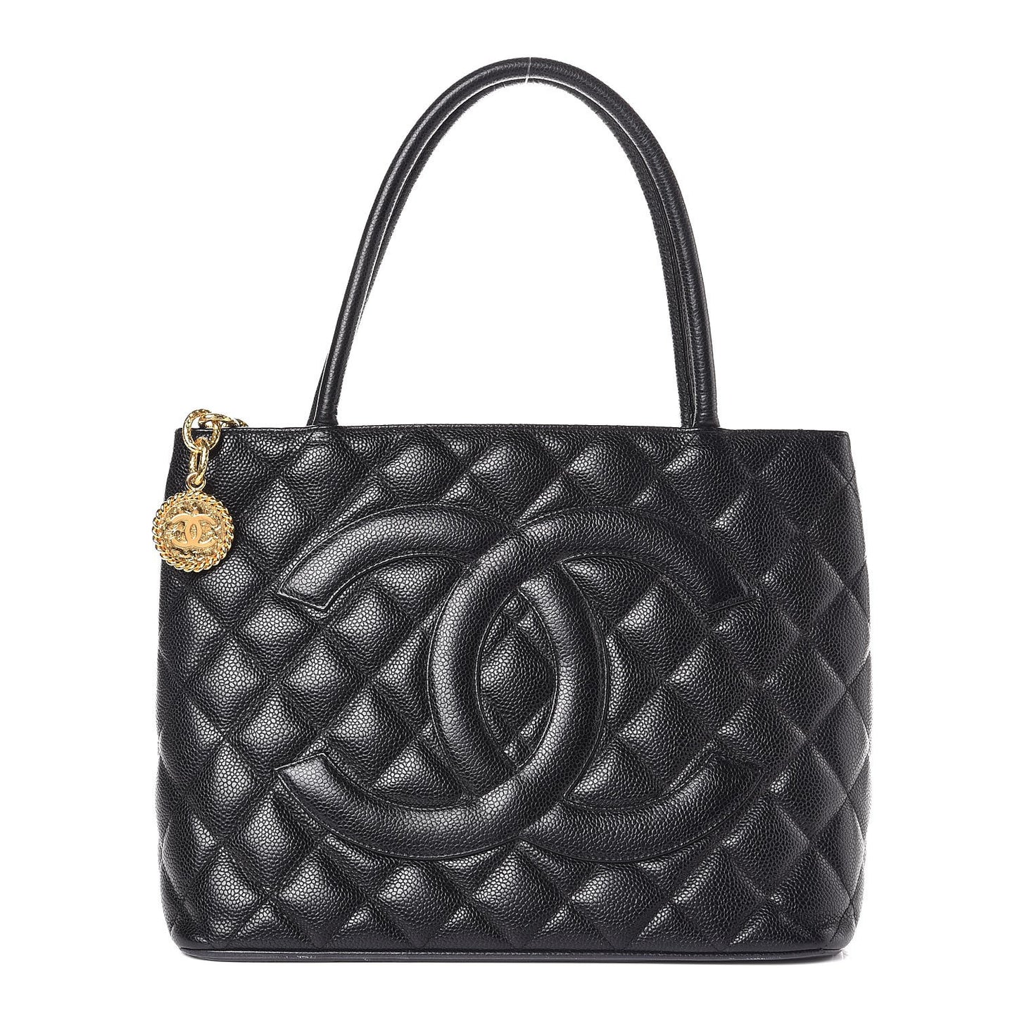 Caviar Quilted Medallion Tote Black