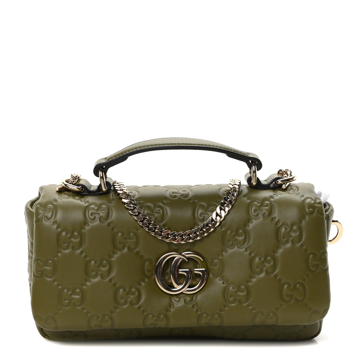 Gucci Lambskin Embossed Mini GG Milano Top Handle Shoulder Bag