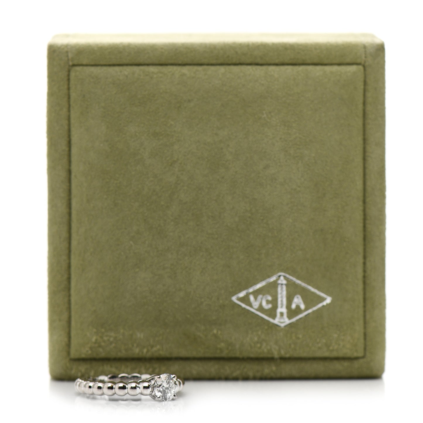 18K White Gold Diamond .53ct Perlee Solitaire Engagement Ring 49 4.75