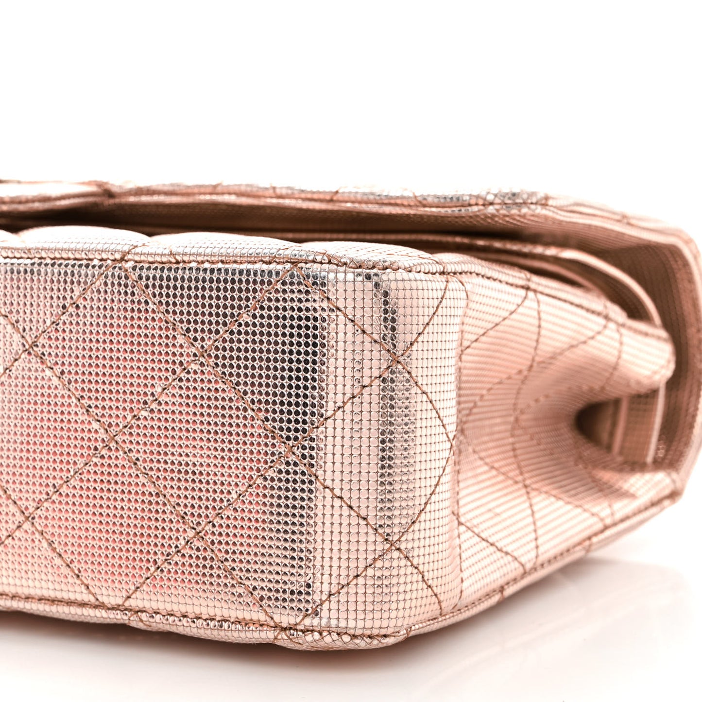Metallic Calfskin Pixel Effect Medium Double Flap Pinky Gold