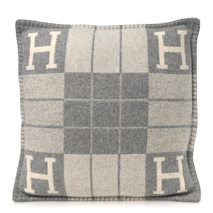 Hermes Wool Cashmere Avalon III Pillow PM Ecru Gris Clair 1 of 3