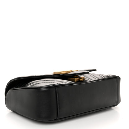Gucci Calfskin Matelasse Mini GG Marmont Shoulder Bag Black 4 of 12