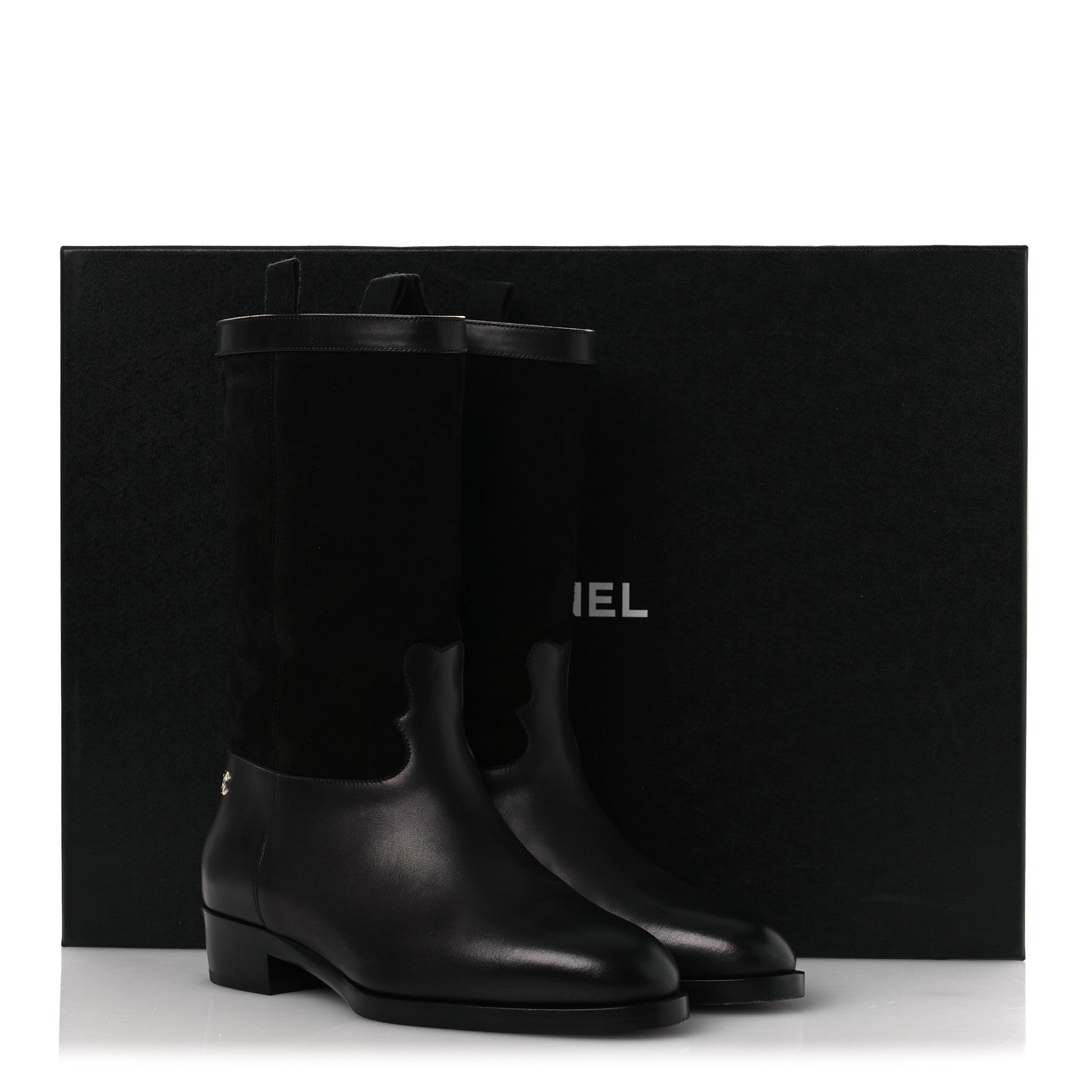 Chanel Suede Calfskin CC Short Boots 37 Black 11 of 11