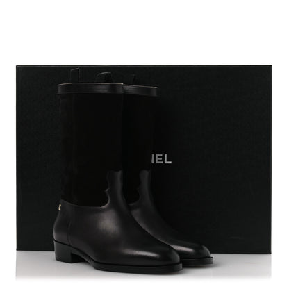 Chanel Suede Calfskin CC Short Boots 37 Black 11 of 11