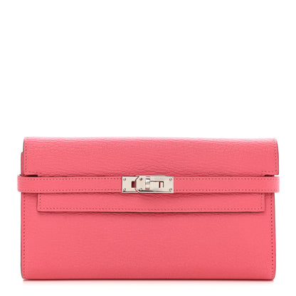 Hermes Chevre Mysore Kelly Longue Wallet Rose Lipstick 1 of 12